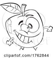 Black And White Cartoon Grinning Apple by toonaday