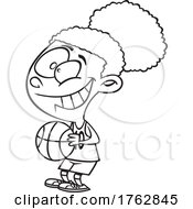 Poster, Art Print Of Black And White Cartoon Girl Basketball Player