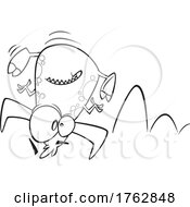Poster, Art Print Of Black And White Cartoon Bouncing Monster