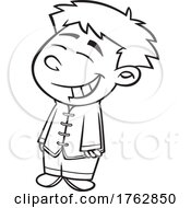 Poster, Art Print Of Black And White Cartoon Boy From China