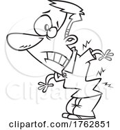 Poster, Art Print Of Black And White Cartoon Man With Chronic Back Pain