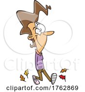 Cartoon Happy Woman Taking A Walk In Autumn by toonaday