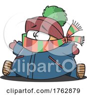 Cartoon Chubby Boy Bundled Up For Winter by toonaday