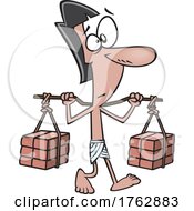 Poster, Art Print Of Cartoon Ancient Egyptian Laborer With Bricks