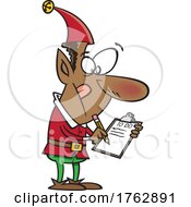 Cartoon Christmas Elf Writing A To Do List by toonaday