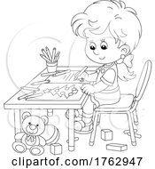 Poster, Art Print Of Black And White Girl Coloring And Writing A Letter To Santa