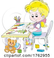 Poster, Art Print Of Girl Coloring And Writing A Letter To Santa