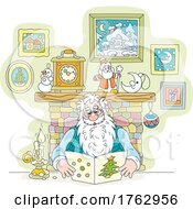 Poster, Art Print Of Santa Reading A Christmas Card