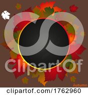 Poster, Art Print Of Autumn Circular Border With Blackboard And Leafs