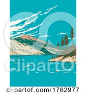 Lake Tahoe Nevada State Park With Marlette Lake And Hobart Reservoir Nevada USA WPA Poster Art