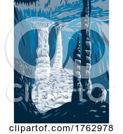 Poster, Art Print Of Lewis And Clark Caverns State Park Interior Of Limestone Cave System Jefferson County Montana Usa Wpa Poster Art