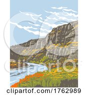 Sluice Boxes State Park With Little Belt Mountains In The Rockies Montana USA WPA Poster Art
