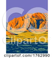 Snow Canyon State Park With Navajo Sandstone Of The Red Mountains In Red Cliffs Desert Reserve In Utah USA WPA Poster Art