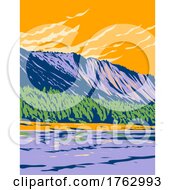 Thompson Falls State Park With The Clark Fork River In Montana USA WPA Poster Art