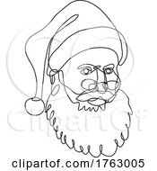 Santa Claus Kris Kringle Father Christmas Viewed From Side Continuous Line Drawing