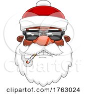 Poster, Art Print Of Santa Face Smoking A Cigarette
