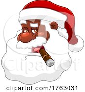 Poster, Art Print Of Santa Face Smoking A Cigar
