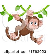 Monkey Singing On Jungle Vines Thumbs Up Cartoon by AtStockIllustration