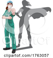 Nurse Doctor Woman Super Hero Shadow Pointing