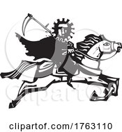Woodcut Style Pandemic Death On A Horse