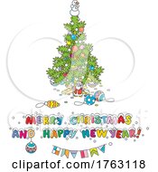 Poster, Art Print Of Merry Christmas And Happy New Year Greeting With A Tree