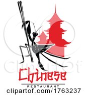 Poster, Art Print Of Mantis With Chopsticks And Temple