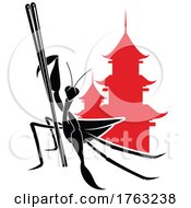 Mantis With Chopsticks And Temple
