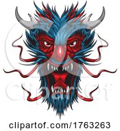 Poster, Art Print Of Blue And Red Dragon Head