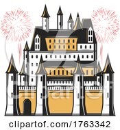 Poster, Art Print Of Castle With Fireworks