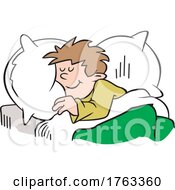 Poster, Art Print Of Cartoon Boy Sleeping On A Fluffy Pillow