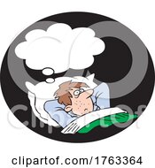 Poster, Art Print Of Cartoon Man Thinking And Experiencing Insomnia