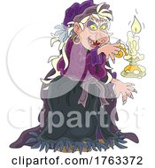 Poster, Art Print Of Cartoon Witch Holding A Candle