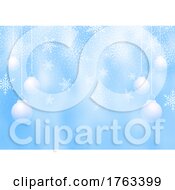 Poster, Art Print Of Christmas Background With Snowflakes And Baubles
