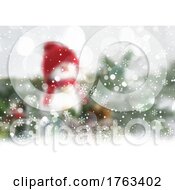 Defocussed Christmas Snowman Background With Snowflake Design