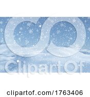 Poster, Art Print Of 3d Christmas Background With Falling Snow
