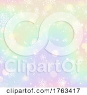 Poster, Art Print Of Christmas Hologram Background With Pastel Gradient And Snowflakes Design