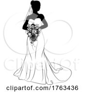 Poster, Art Print Of Bride Bridal Wedding Dress Silhouette Woman Design