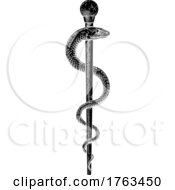 Rod Of Asclepius Vintage Medical Snake Symbol