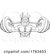Viking Weight Lifting Mascot Muscle Gym Cartoon by AtStockIllustration