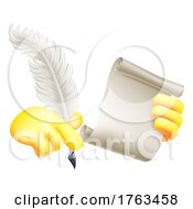 Quill Feather Pen Paper Scroll Emoji Cartoon Icon by AtStockIllustration