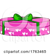 Poster, Art Print Of Cartoon Pink Round Gift With Hearts