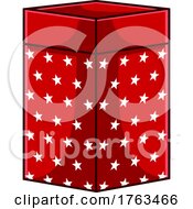 Poster, Art Print Of Cartoon Red Gift Box With White Stars