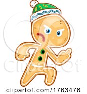 Cartoon Gingerbread Man Cookie Holding Up A Middle Finger