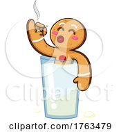 Cartoon Naughty Gingerbread Man Cookie Smoking And Soaking In A Glass Of Milk by Hit Toon