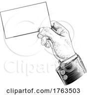 Poster, Art Print Of Hand In Suit Holding Business Card Letter Flyer
