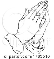 Praying Hands In Prayer Comic Book Pop Art Cartoon by AtStockIllustration