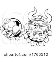 Poster, Art Print Of Viking Soccer Football Ball Sports Mascot Cartoon