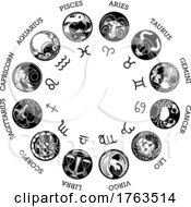 Poster, Art Print Of Astrology Zodiac Horoscope Star Signs Icon Set