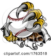 Poster, Art Print Of Tearing Ripping Claw Talons Holding Baseball Ball