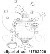 Tea Party Steaming Samovar And Cup by Alex Bannykh